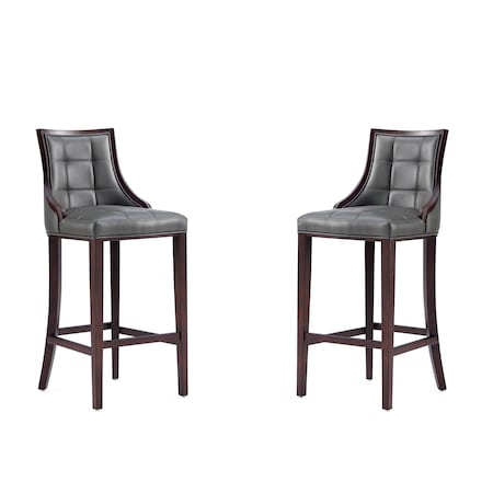Manhattan Comfort Fifth Avenue Faux Leather Barstool in Pebble Grey - Set of 2 2-BS007-PE
